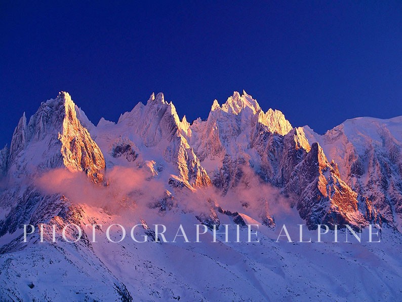 Les aiguilles de Chamonix en hiver